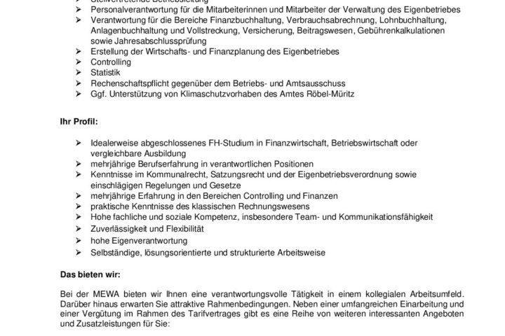  » Eigenbetrieb „Müritz-Elde-Wasser“ (MEWA)